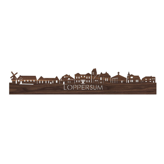 Skyline Loppersum Noten houten cadeau decoratie relatiegeschenk van WoodWideCities