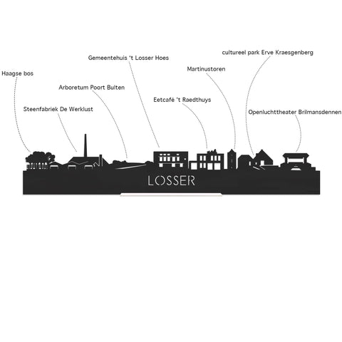Skyline Losser Zwart houten cadeau decoratie relatiegeschenk van WoodWideCities