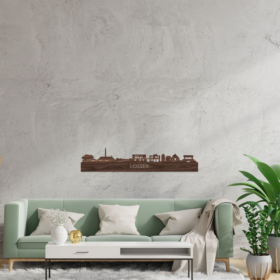 Skyline Losser Noten houten cadeau decoratie relatiegeschenk van WoodWideCities