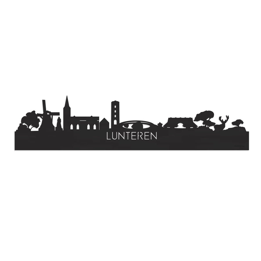 Skyline Lunteren Zwart houten cadeau decoratie relatiegeschenk van WoodWideCities
