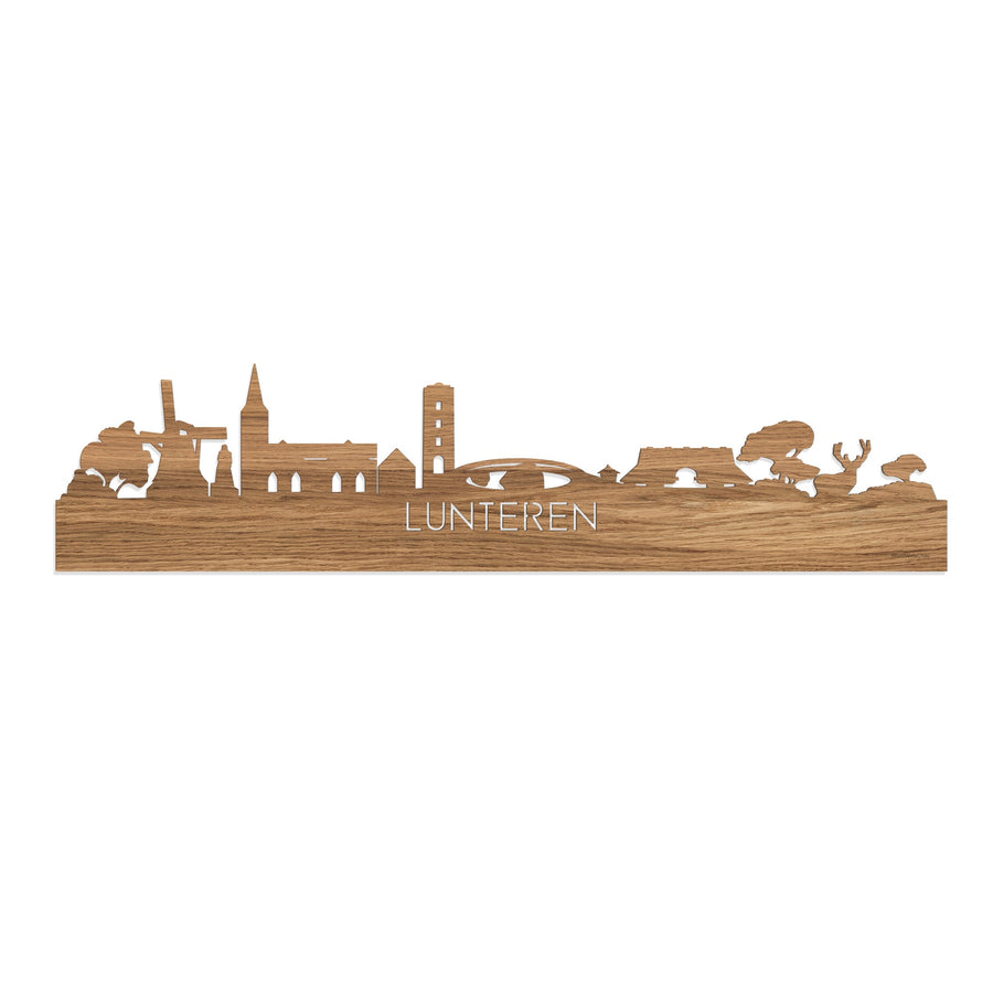 Skyline Lunteren Eiken houten cadeau decoratie relatiegeschenk van WoodWideCities