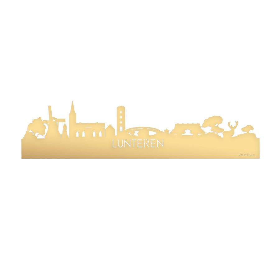 Skyline Lunteren Metallic Goud gerecycled kunststof cadeau decoratie relatiegeschenk van WoodWideCities