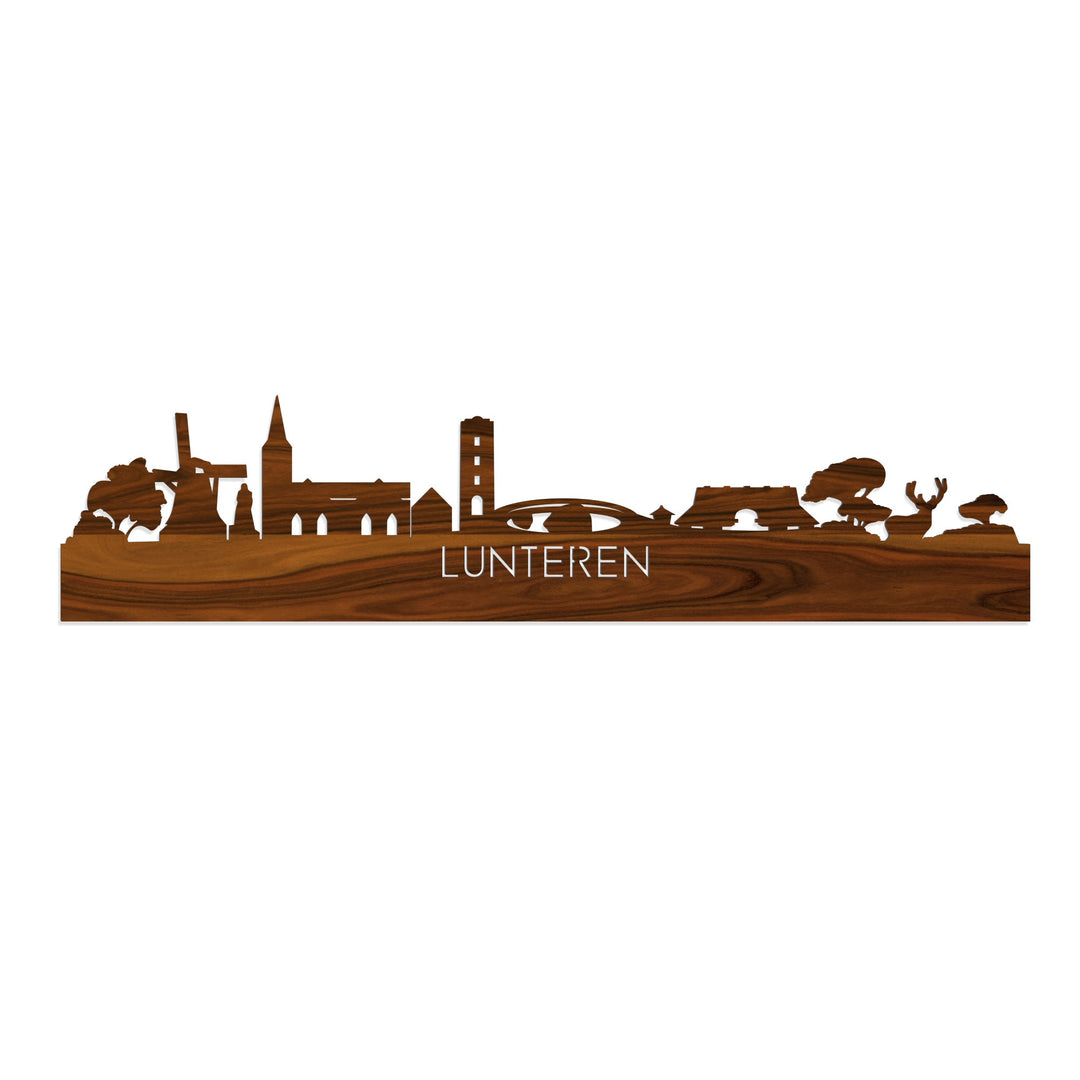 Skyline Lunteren Palissander houten cadeau decoratie relatiegeschenk van WoodWideCities