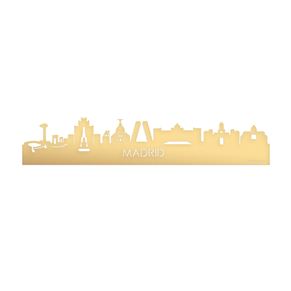Skyline Madrid Metallic Goud gerecycled kunststof cadeau decoratie relatiegeschenk van WoodWideCities