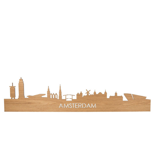 Skyline Magneet Amsterdam Eiken houten cadeau decoratie relatiegeschenk van WoodWideCities