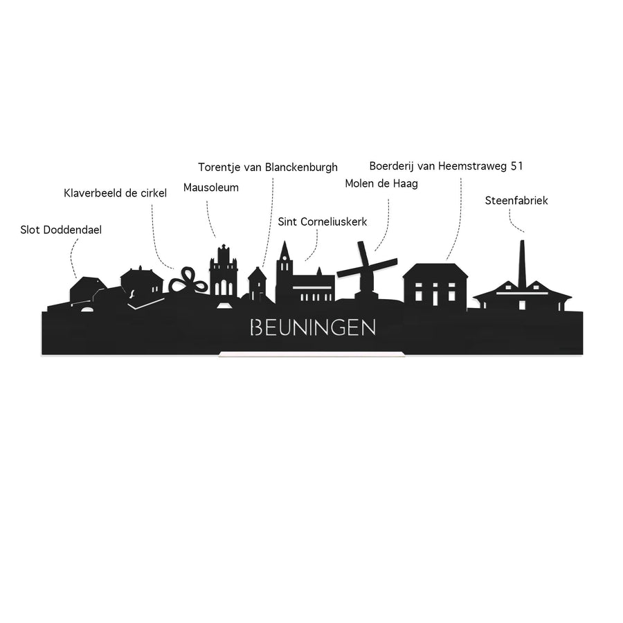 Skyline Magneet Beuningen houten cadeau decoratie relatiegeschenk van WoodWideCities