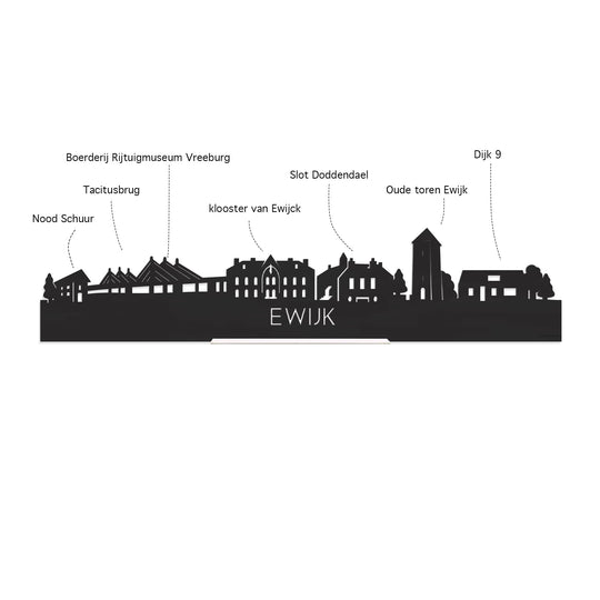 Skyline Magneet Ewijk houten cadeau decoratie relatiegeschenk van WoodWideCities