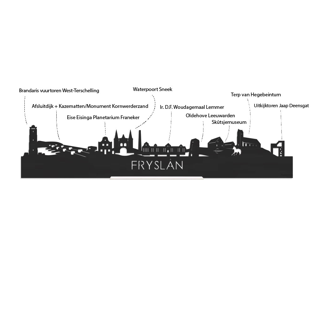 Skyline Magneet Fryslan houten cadeau decoratie relatiegeschenk van WoodWideCities