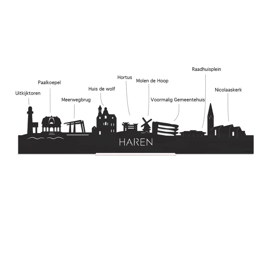Skyline Magneet Haren houten cadeau decoratie relatiegeschenk van WoodWideCities