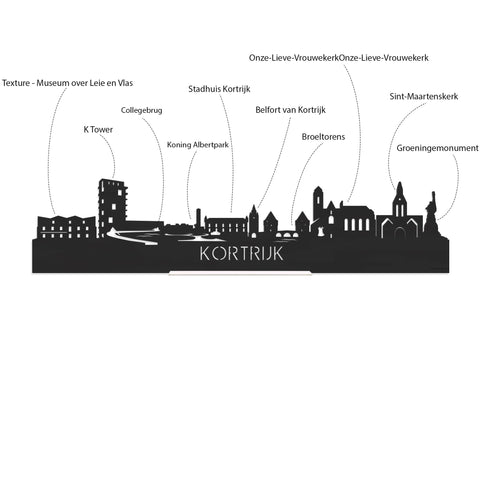Skyline Magneet Kortrijk houten cadeau decoratie relatiegeschenk van WoodWideCities