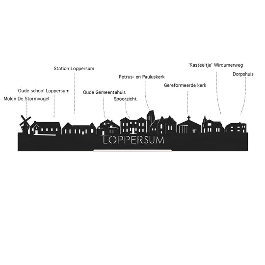 Skyline Magneet Loppersum houten cadeau decoratie relatiegeschenk van WoodWideCities