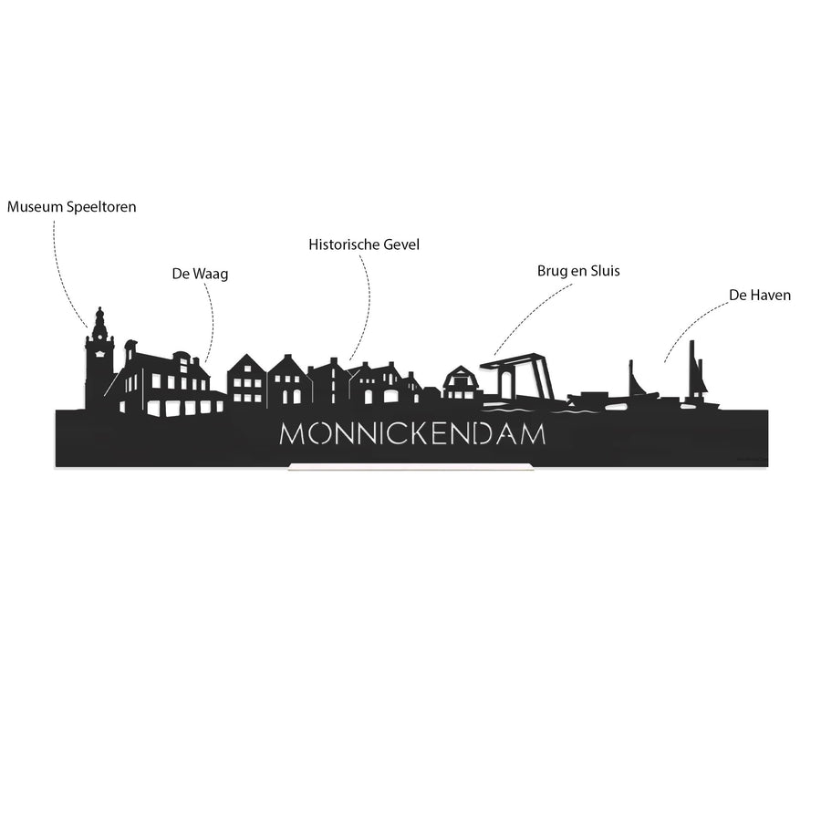 Skyline Magneet Monnickendam houten cadeau decoratie relatiegeschenk van WoodWideCities