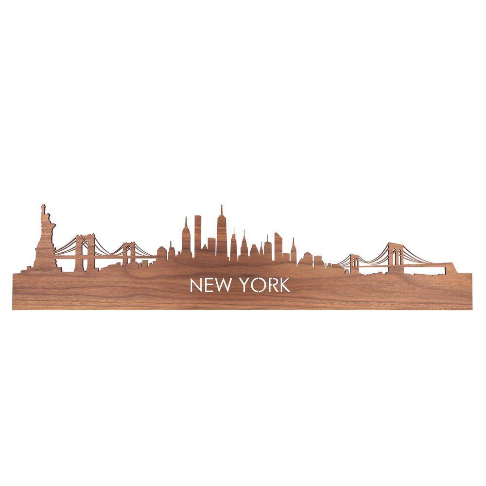 Skyline Magneet New York Noten houten cadeau decoratie relatiegeschenk van WoodWideCities