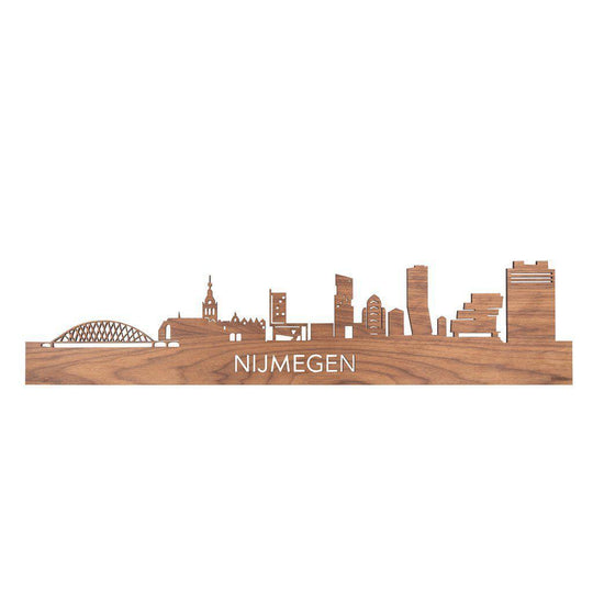 Skyline Magneet Nijmegen Noten houten cadeau decoratie relatiegeschenk van WoodWideCities