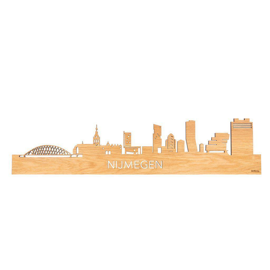 Skyline Magneet Nijmegen Eiken houten cadeau decoratie relatiegeschenk van WoodWideCities