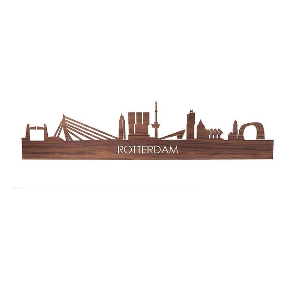 Skyline Magneet Rotterdam Noten houten cadeau decoratie relatiegeschenk van WoodWideCities