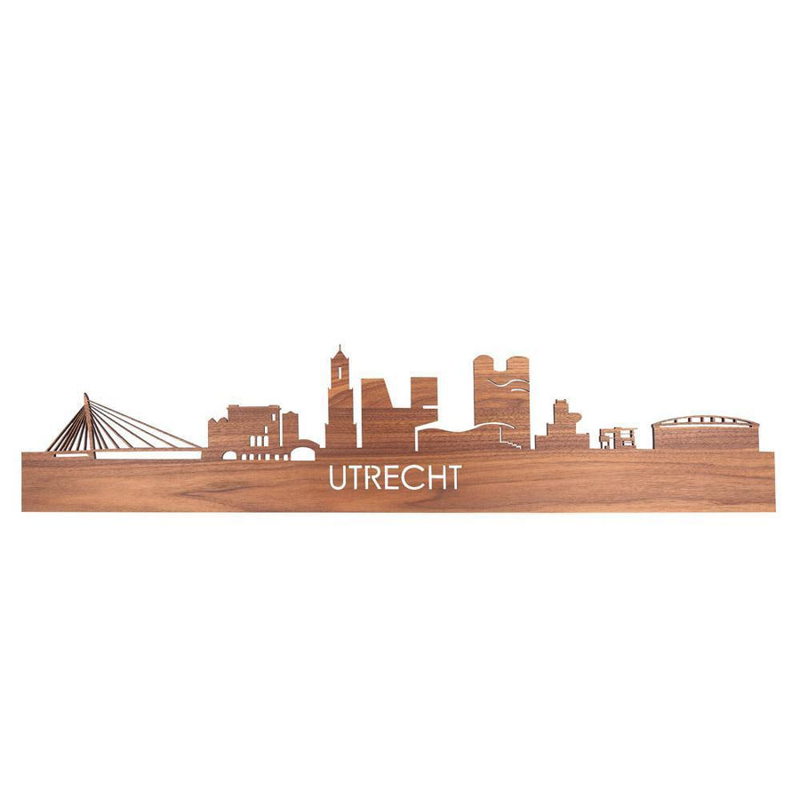 Skyline Magneet Utrecht Noten houten cadeau decoratie relatiegeschenk van WoodWideCities
