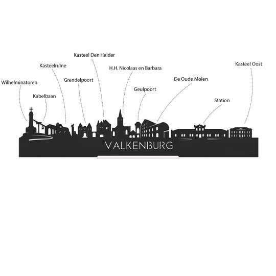 Skyline Magneet Valkenburg houten cadeau decoratie relatiegeschenk van WoodWideCities
