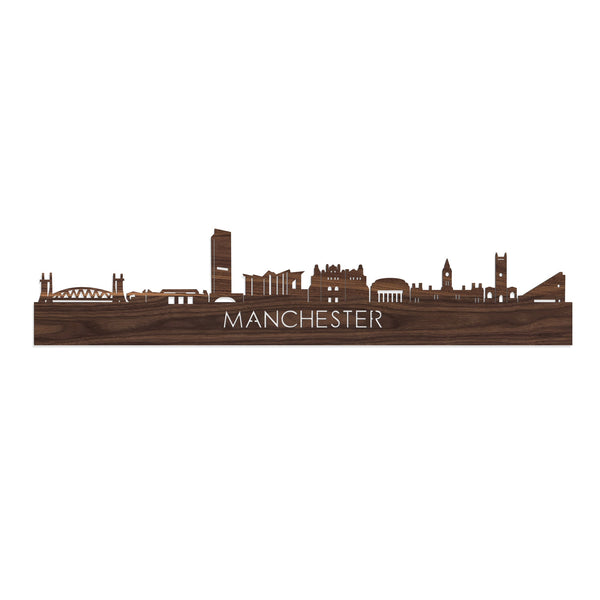 Skyline Manchester Noten houten cadeau decoratie relatiegeschenk van WoodWideCities
