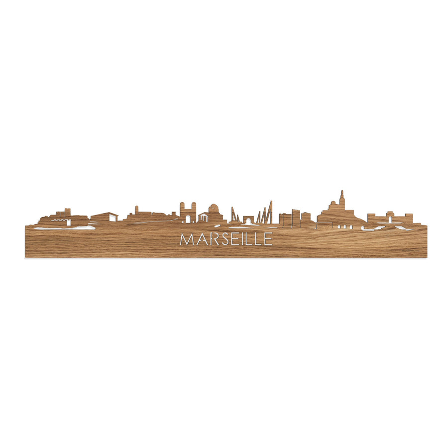Skyline Marseille Eiken houten cadeau decoratie relatiegeschenk van WoodWideCities