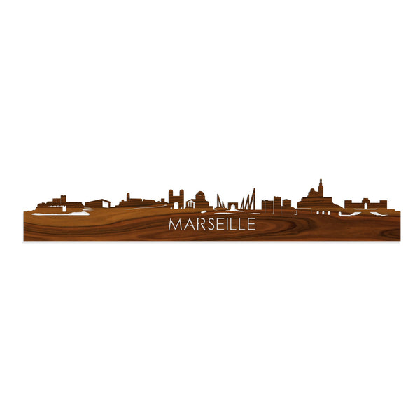 Skyline Marseille Palissander houten cadeau decoratie relatiegeschenk van WoodWideCities