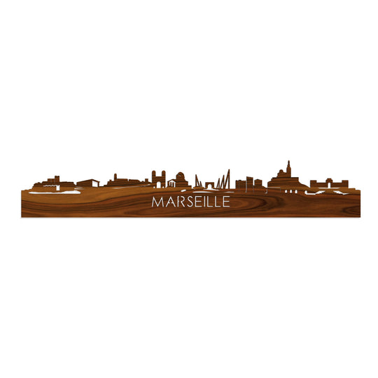 Skyline Marseille Palissander houten cadeau decoratie relatiegeschenk van WoodWideCities