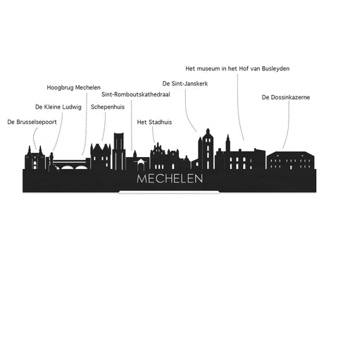 Skyline Mechelen Noten houten cadeau decoratie relatiegeschenk van WoodWideCities