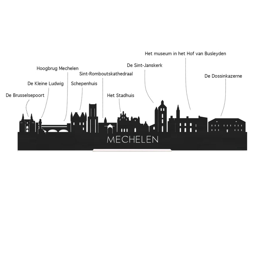 Skyline Mechelen Palissander houten cadeau decoratie relatiegeschenk van WoodWideCities