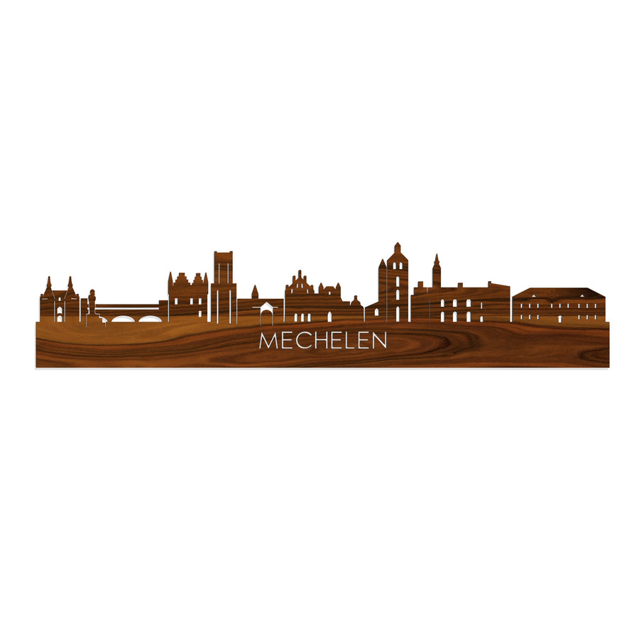 Skyline Mechelen Palissander houten cadeau decoratie relatiegeschenk van WoodWideCities