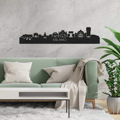 Skyline Milano Zwart houten cadeau decoratie relatiegeschenk van WoodWideCities