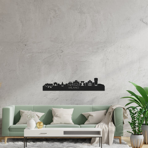 Skyline Milano Zwart houten cadeau decoratie relatiegeschenk van WoodWideCities