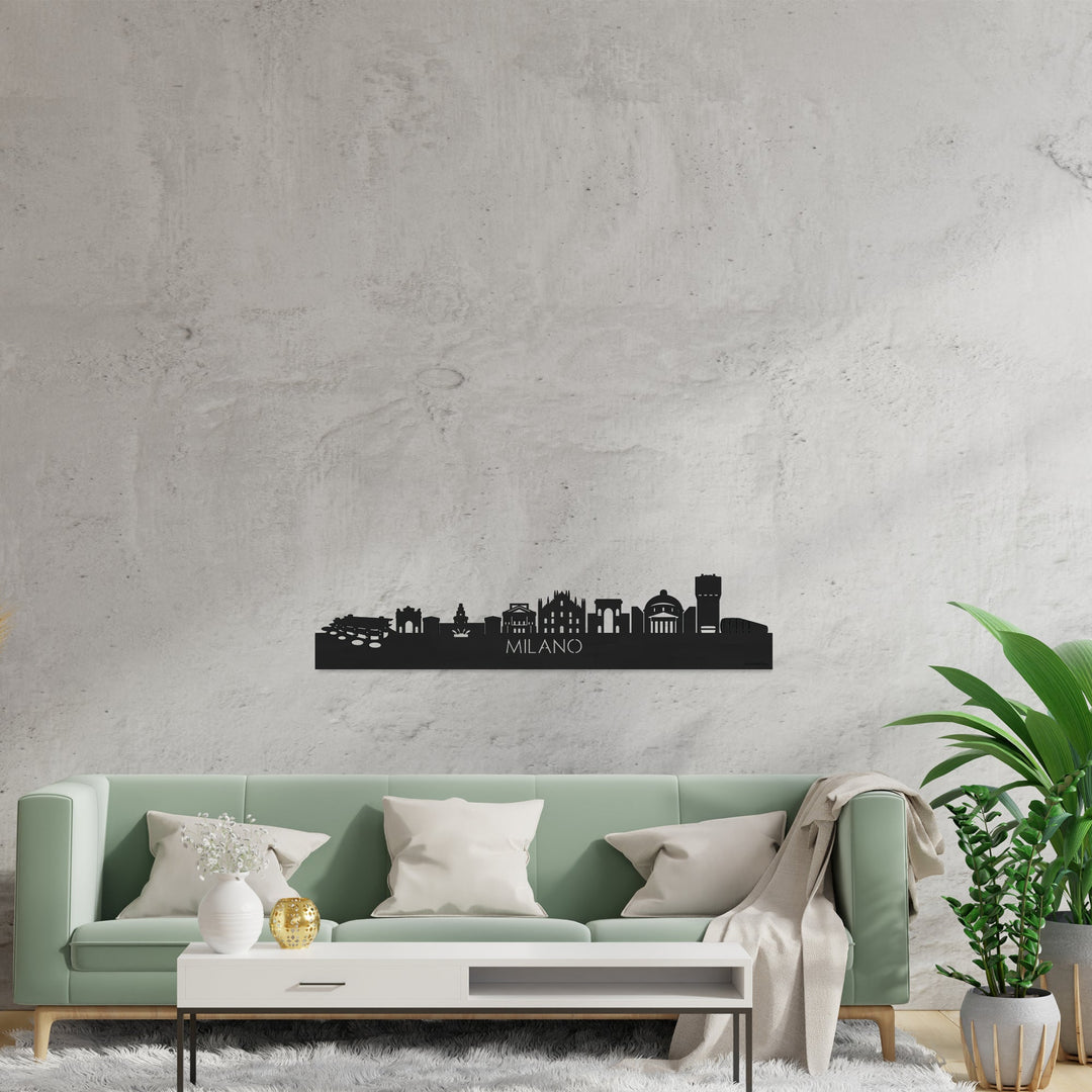 Skyline Milano Zwart houten cadeau decoratie relatiegeschenk van WoodWideCities