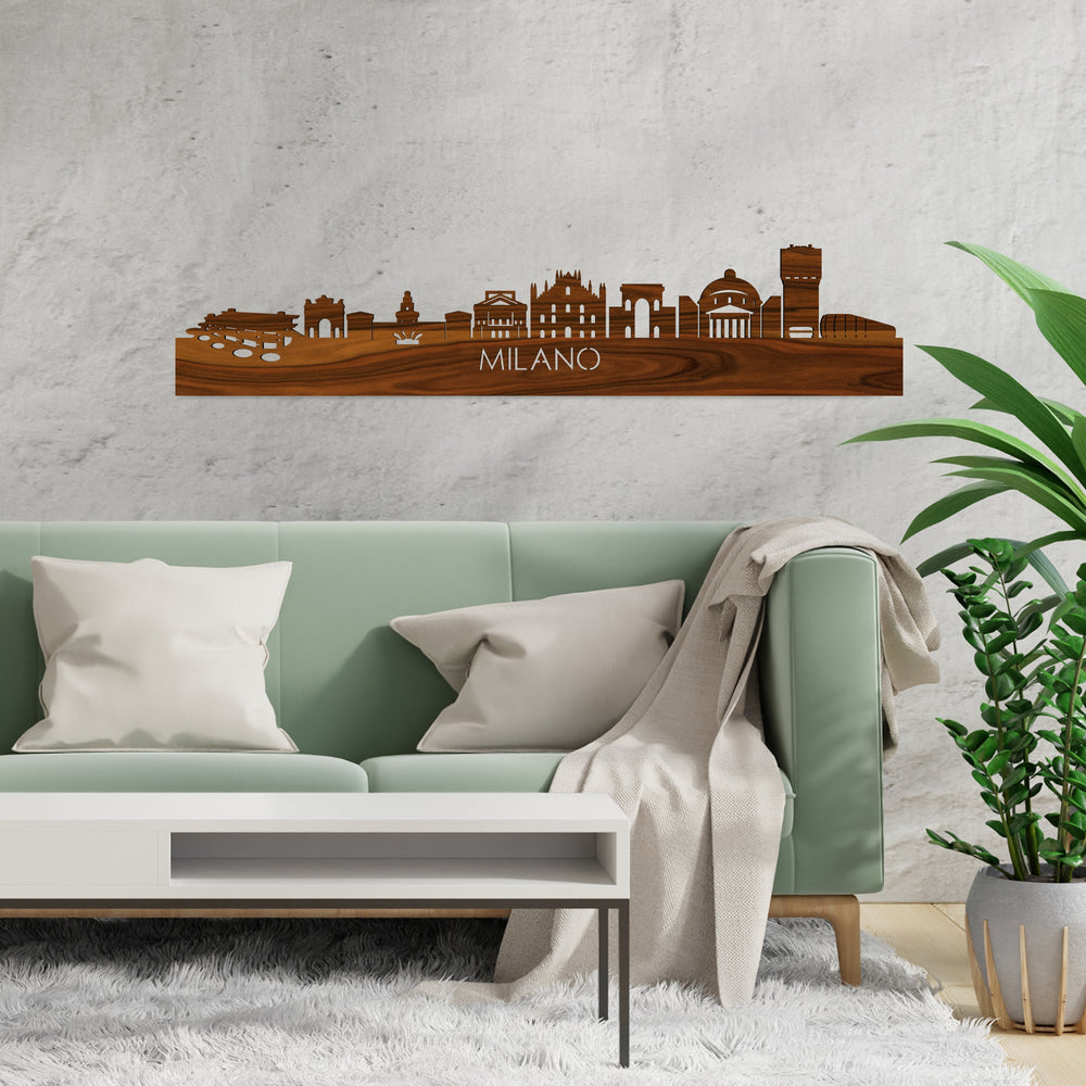 Skyline Milano Palissander houten cadeau decoratie relatiegeschenk van WoodWideCities