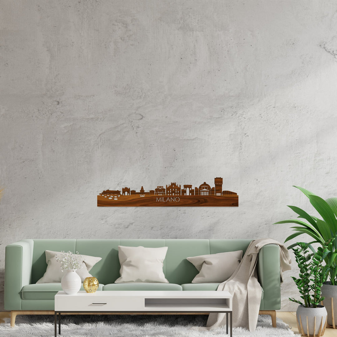 Skyline Milano Palissander houten cadeau decoratie relatiegeschenk van WoodWideCities