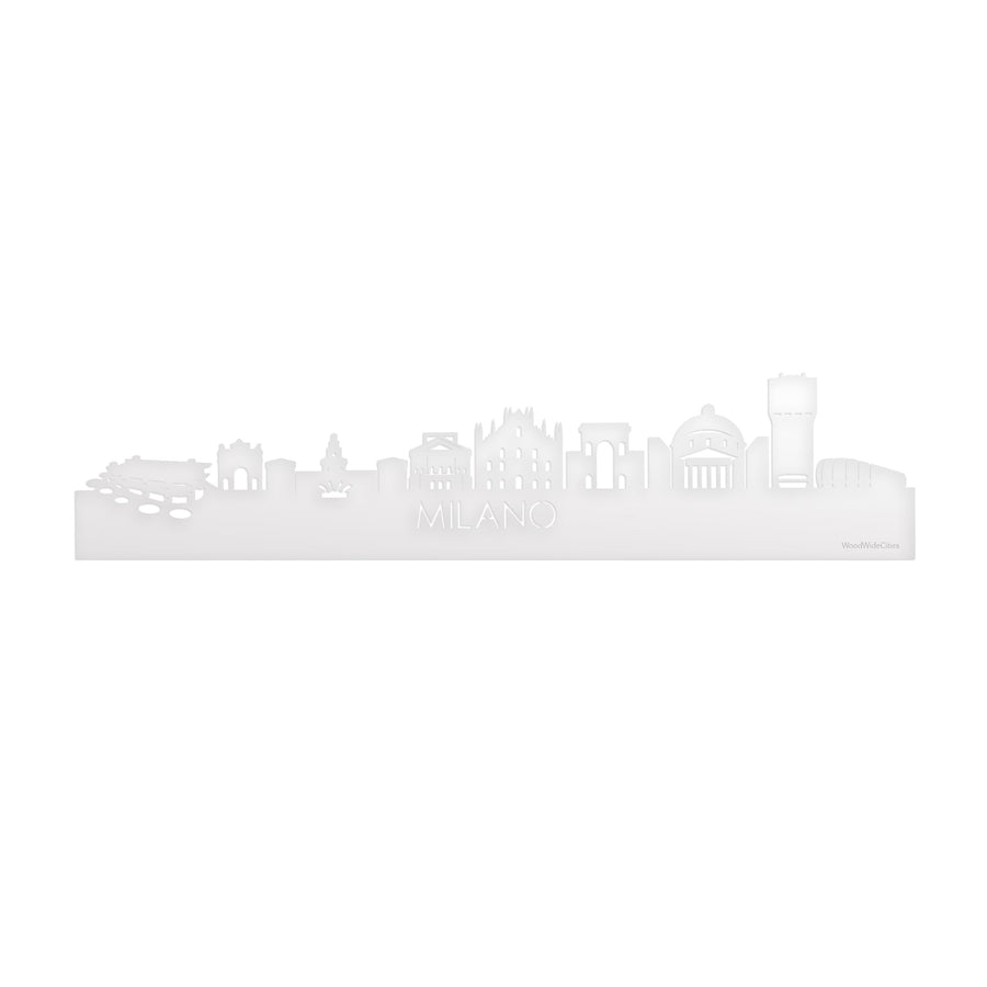 Skyline Milano Wit glanzend gerecycled kunststof cadeau decoratie relatiegeschenk van WoodWideCities