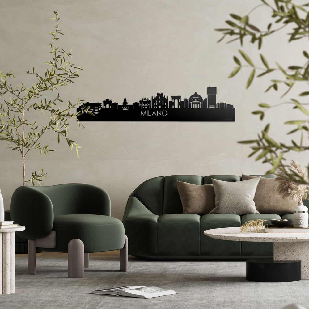 Skyline Milano Zwart glanzend gerecycled kunststof cadeau decoratie relatiegeschenk van WoodWideCities