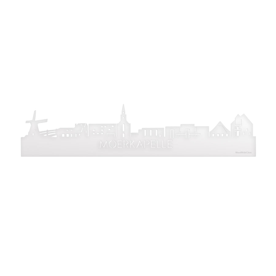 Skyline Moerkapelle Wit glanzend gerecycled kunststof cadeau decoratie relatiegeschenk van WoodWideCities
