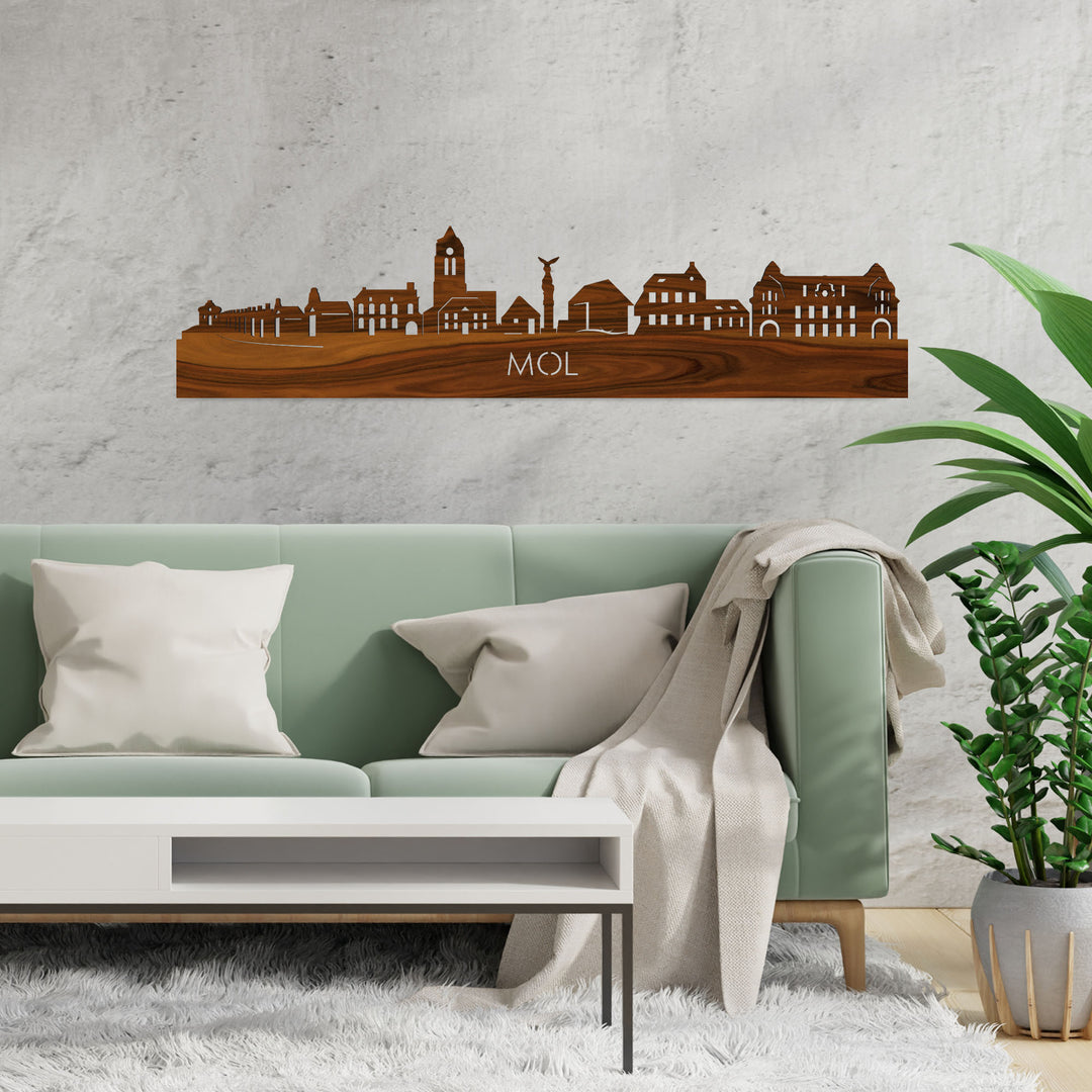 Skyline Mol Palissander houten cadeau decoratie relatiegeschenk van WoodWideCities