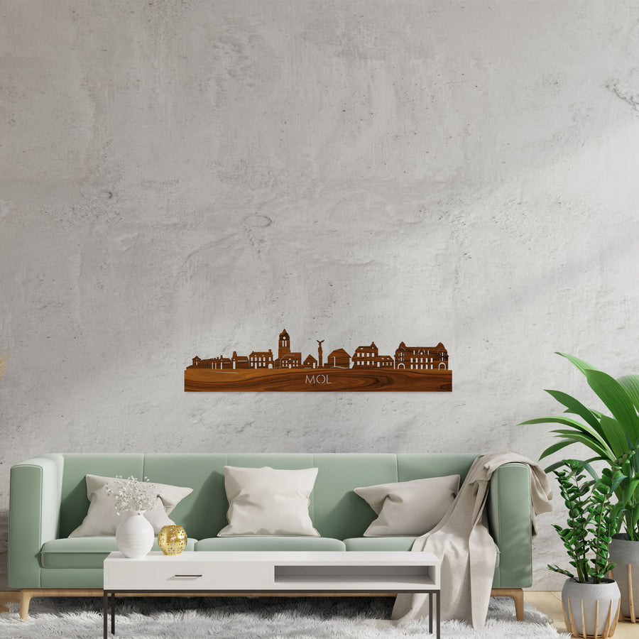 Skyline Mol Palissander houten cadeau decoratie relatiegeschenk van WoodWideCities