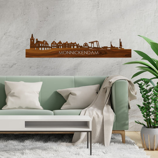 Skyline Monnickendam Palissander houten cadeau decoratie relatiegeschenk van WoodWideCities