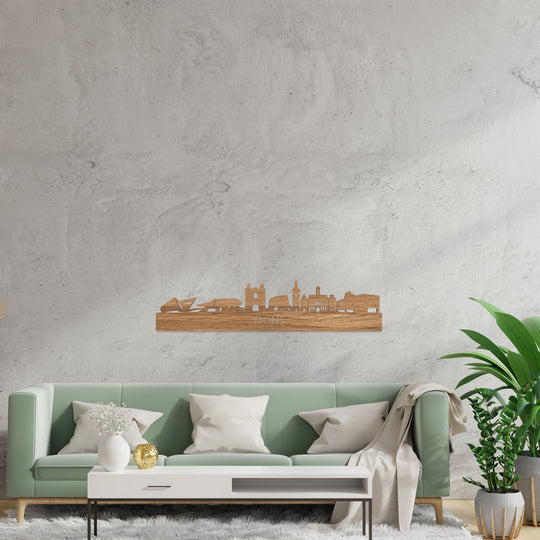 Skyline Mons Eiken houten cadeau decoratie relatiegeschenk van WoodWideCities