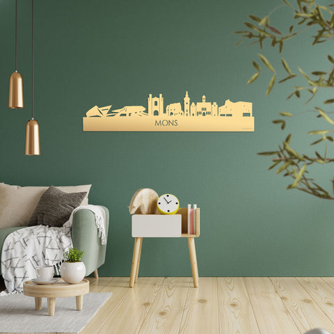 Skyline Mons Metallic Goud gerecycled kunststof cadeau decoratie relatiegeschenk van WoodWideCities