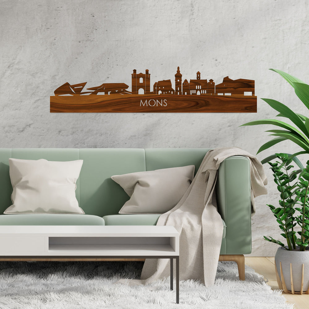 Skyline Mons Palissander houten cadeau decoratie relatiegeschenk van WoodWideCities