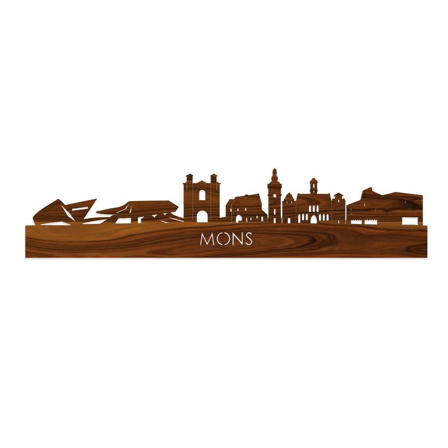 Skyline Mons Palissander houten cadeau decoratie relatiegeschenk van WoodWideCities