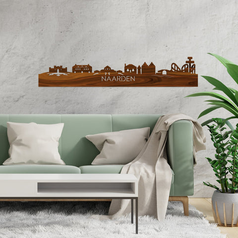Skyline Naarden Palissander houten cadeau decoratie relatiegeschenk van WoodWideCities
