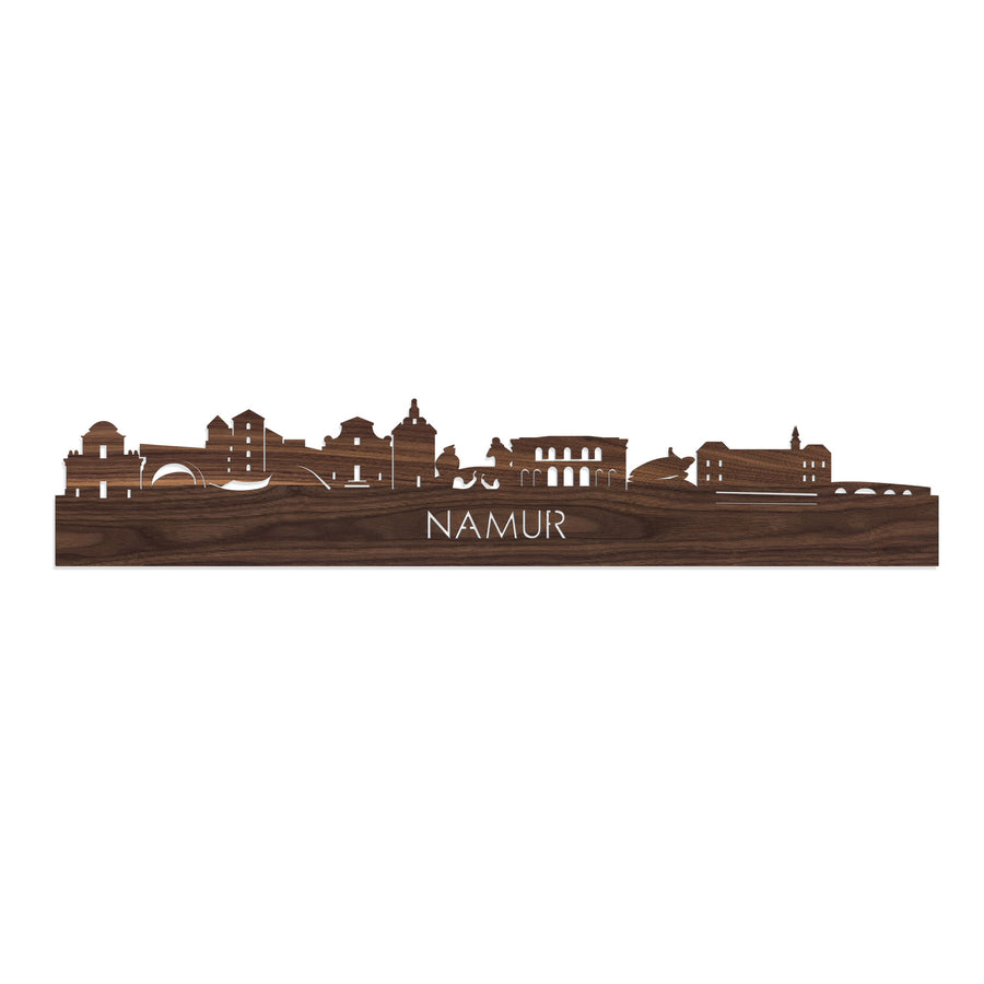 Skyline Namur Noten houten cadeau decoratie relatiegeschenk van WoodWideCities