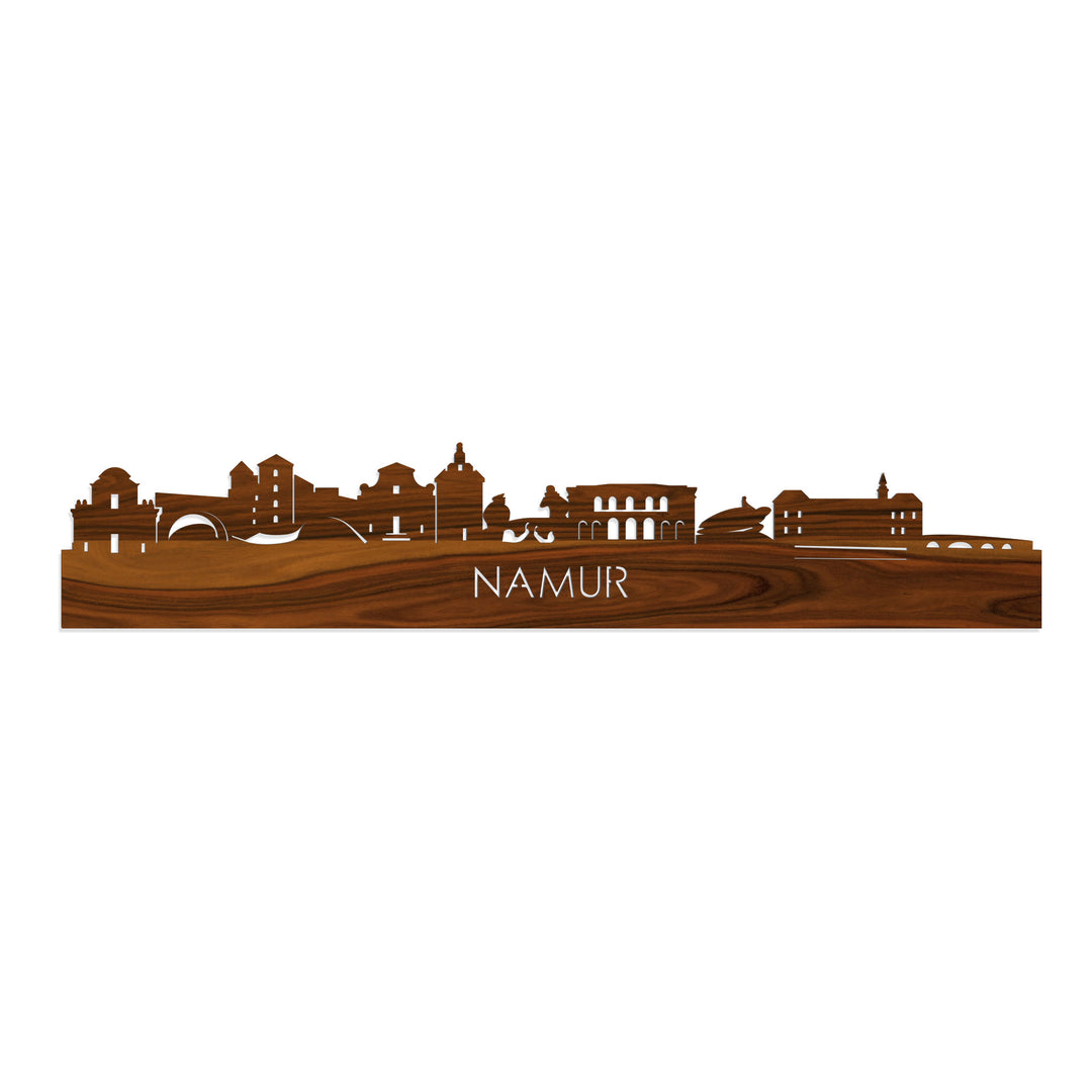 Skyline Namur Palissander houten cadeau decoratie relatiegeschenk van WoodWideCities