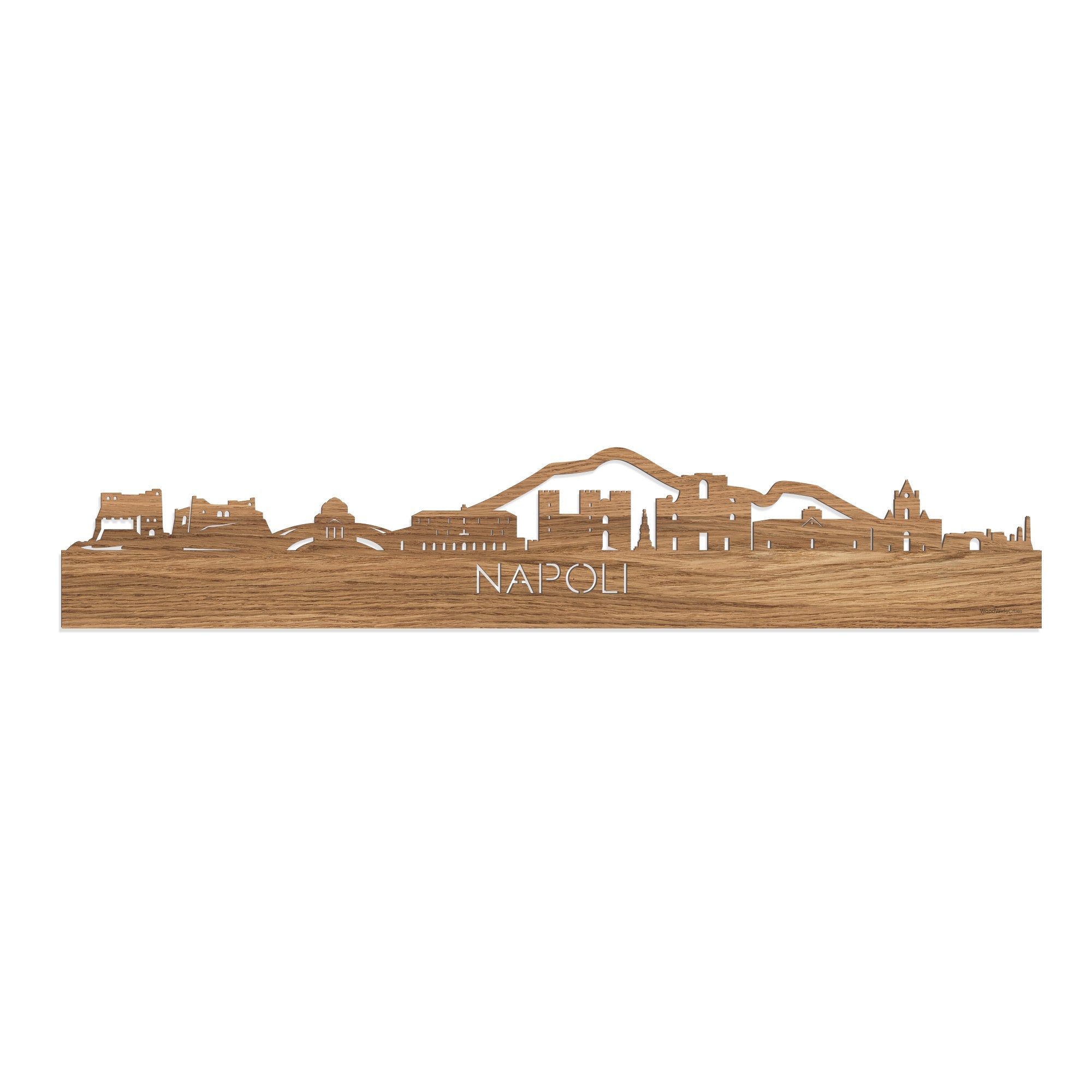 Skyline Napoli Eiken houten cadeau decoratie relatiegeschenk van WoodWideCities