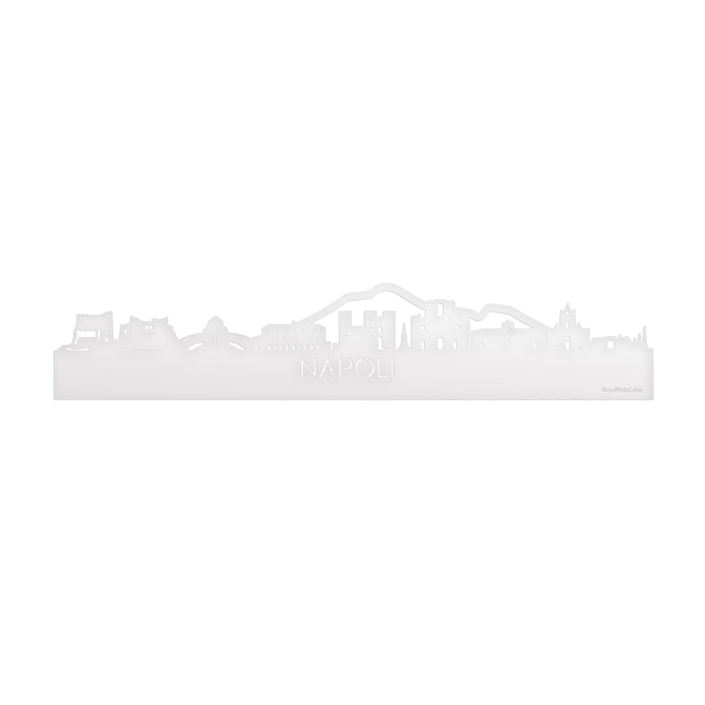 Skyline Napoli Wit glanzend gerecycled kunststof cadeau decoratie relatiegeschenk van WoodWideCities