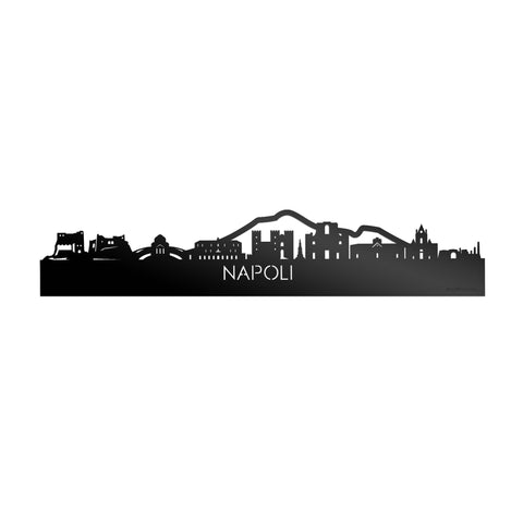 Skyline Napoli Zwart glanzend gerecycled kunststof cadeau decoratie relatiegeschenk van WoodWideCities